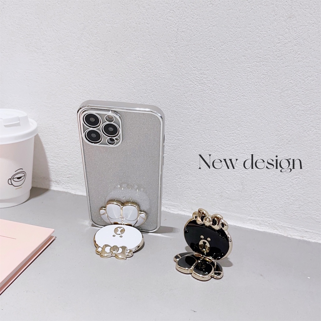 Ốp Điện Thoại Có Túi Khí Họa Tiết Bướm / Gấu Dễ Thương Kèm Giá Đỡ Nhẫn Cho iphone