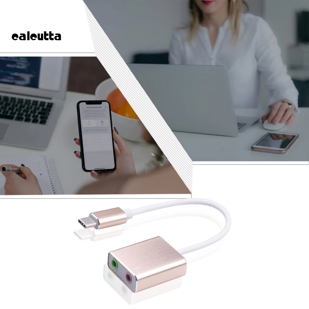Thẻ Âm Thanh Bên Ngoài Chuyển Đổi USB Type C Sang AUX Jack 3.5mm 7.1 Cho Máy Tính