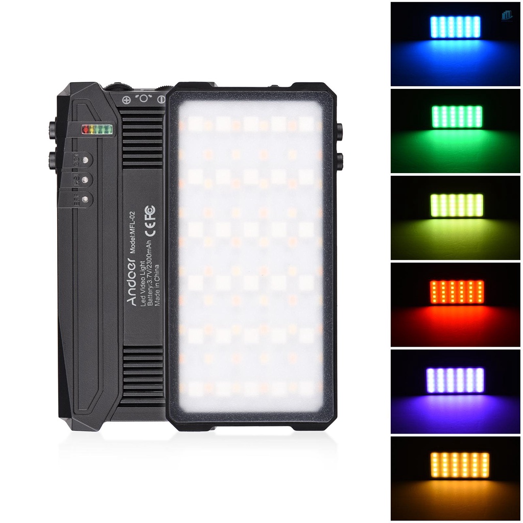 Bộ Đèn LED Chụp Ảnh Chuyên Nghiệp Andoer MFL-02 5W RGB 90 Bóng Hai Màu Nhiệt Độ 3000K-6500K CRI 95