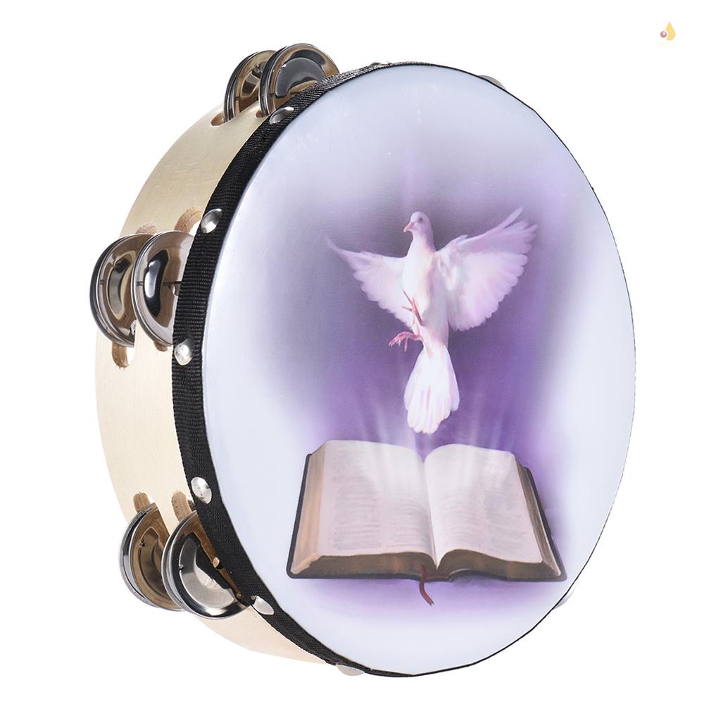 Chuông Tambourine Cầm Tay Bằng Gỗ Hai Hàng Cỡ 8 Inch Dành Cho Trẻ Em