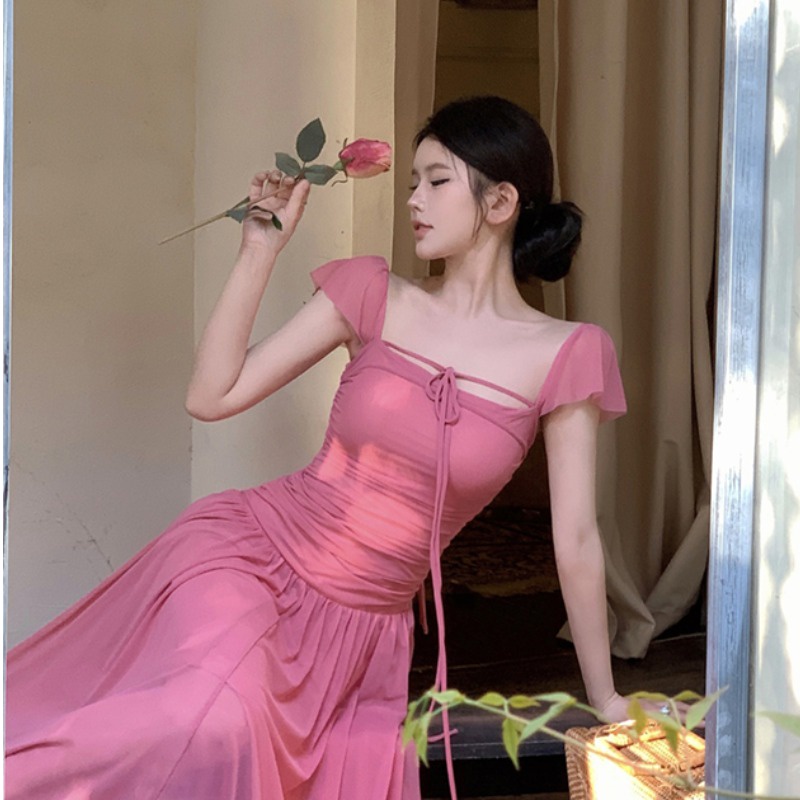 Đầm Hai Dây Dáng Dài Ôm Eo Thời Trang Mùa Hè Hàng Mới 2023 Dành Cho Bạn Nữ