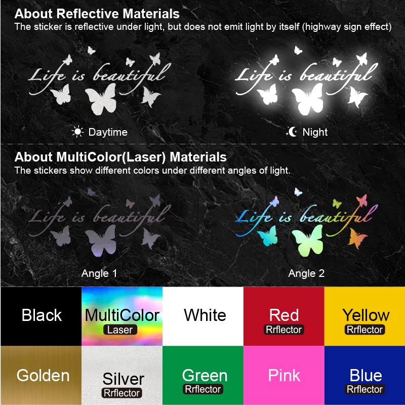 Miếng Dán Trang Trí Cửa Sổ Xe Hơi Hình Bướm Bằng Vinyl