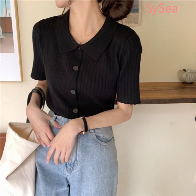 Áo Polo Dệt Kim Thời Trang Mùa Hè Dành Cho Nữ