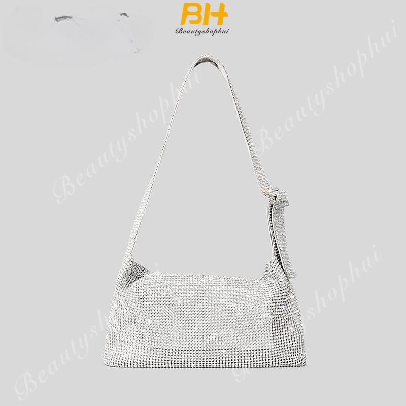 Túi Xách Kẹp Nách Nắp Lật Khóa Nam Châm Đính Đá Nước Sang Trọng Dành Cho Nữ