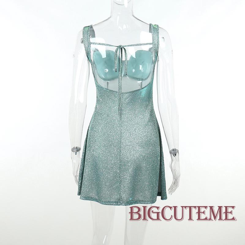 [] [] Đầm Mini Dáng Chữ A Không Tay Hở Lưng Ôm Dáng Đính Kim Tuyến Dành Cho Nữ Dự Tiệc