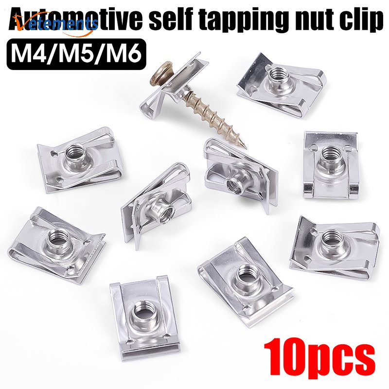 Set 10 Đinh Vít Chữ U Bằng Thép Không Gỉ Bền Bỉ Thông Dụng Sửa Chữa Xe Hơi