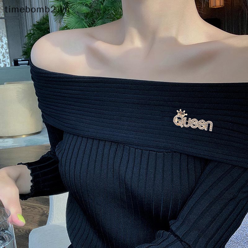 Ghim Cài Áo Cardigan Đính Đá Chống Chói Hình Vương Miện Nữ Hoàng Cho Nữ