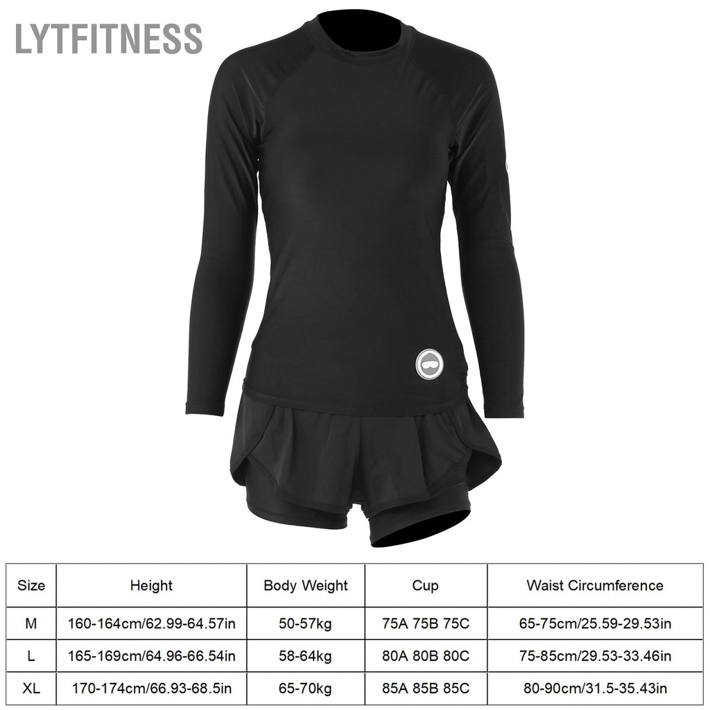 LYTFitness TOSWIM Áo tắm xẻ tà dài tay Phụ nữ in áo lướt sóng Đồ bơi bảo thủ