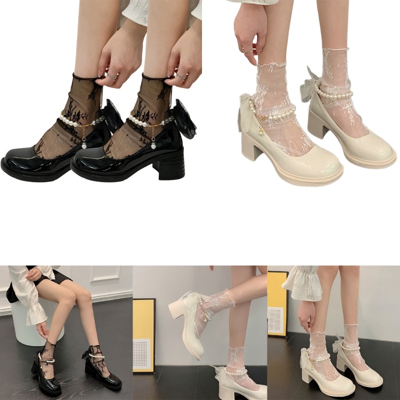 XIXI Tất Lưới Thêu Hoa Trong Suốt Siêu Mỏng Dễ Thương Cho Nữ