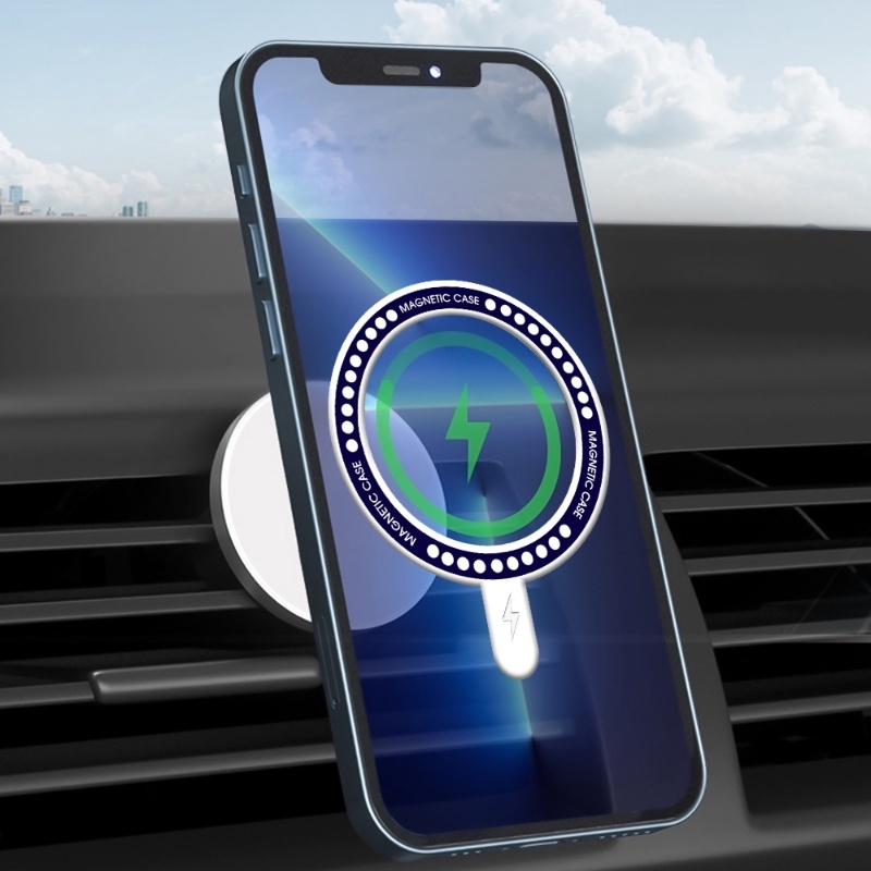 Đế Sạc Điện Thoại Không Dây Có Nam Châm Siêu Mỏng Màu Trơn Cho Xe Hơi