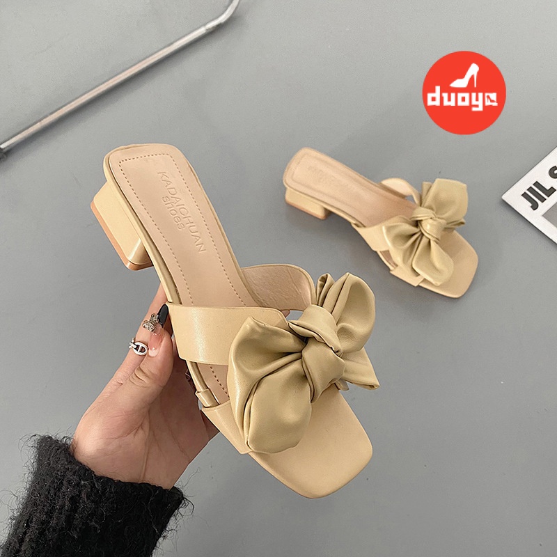 Dép Xỏ Ngón Đế Dày Đính Nơ Phong Cách Pháp Thời Trang Mùa Hè Dành Cho Nữ 2022