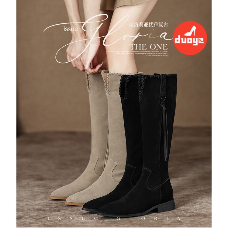 Đôi Giày Bốt Da Thật Đế Dày Mũi Nhọn Thời Trang Thu Đông 2022 Cho Nữ