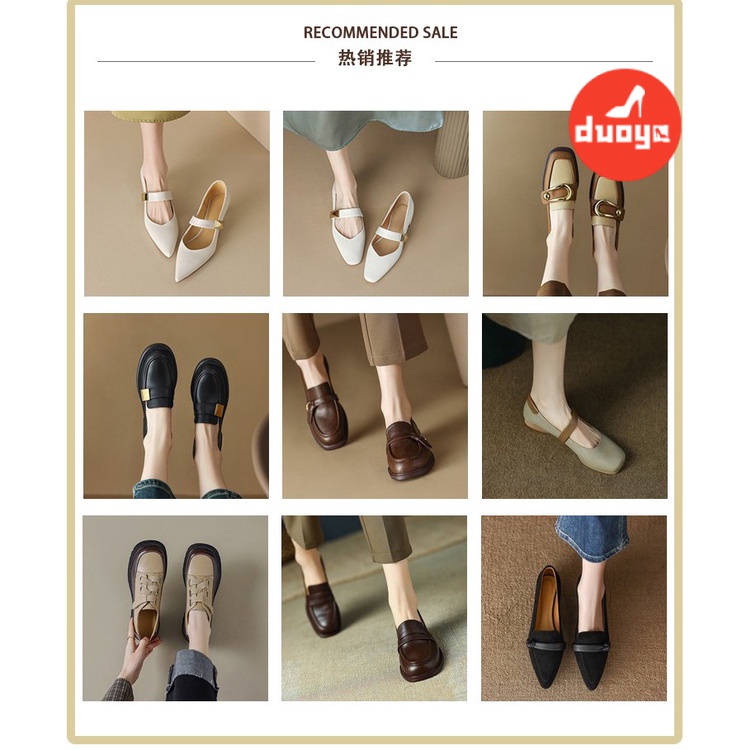 Duoya Tóc Thẳng ~ [Hàng Có Sẵn] Giày Sandal Hở Ngón Quai Da Mềm Phẳng Dày Mùa Hè Dễ Phối Đồ Cho Nữ