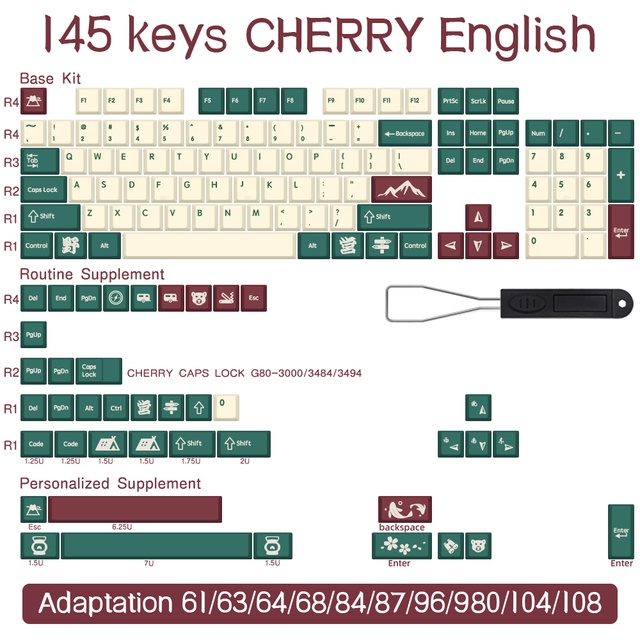 GMK Camping Keycap Cherry Profile Pbt Bàn Phím Pbt 68 / 87 / 84 / 980 / 104 Chuyên Dụng Cho Cắm Trại