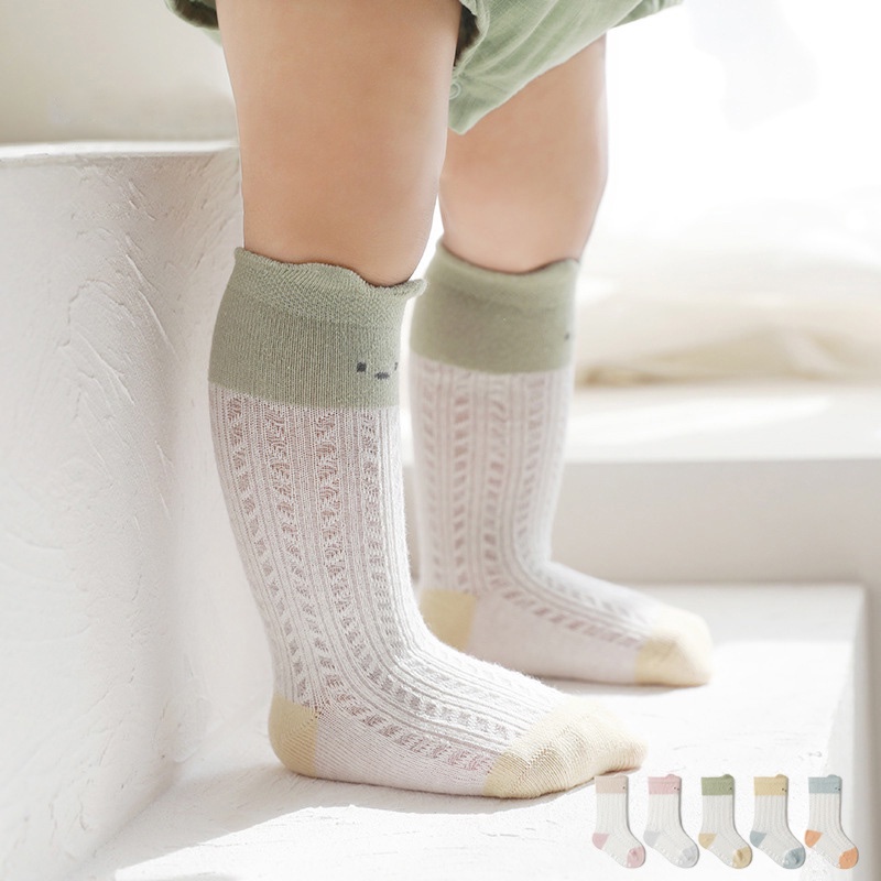 Vớ Cotton Mềm Mại Phối Lưới Thoáng Khí Chống Trượt Họa Tiết Hoạt Hình Dành Cho Trẻ Sơ Sinh