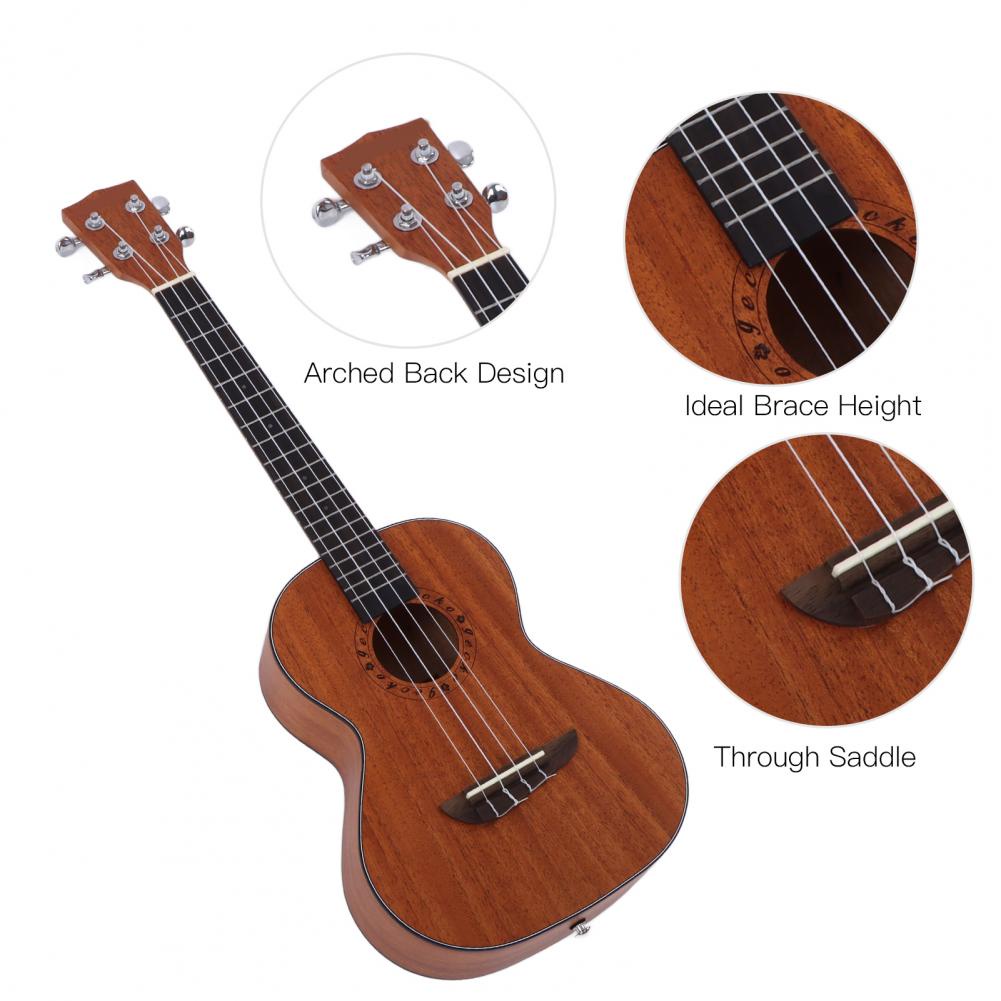 Đàn Ukulele 26in 4 Dây Guitar Hoa Văn Đẹp Kèm Bộ Chỉnh Âm Cho Trẻ Mới Bắt Đầu AKOASM