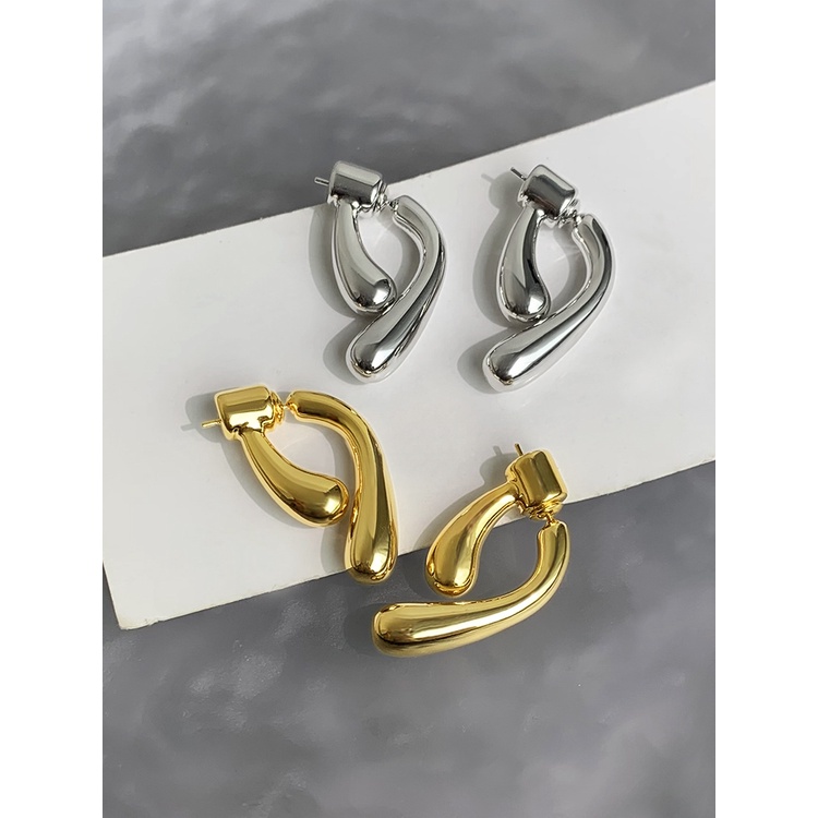 Khuyên Tai Dáng Dài Hai Lớp Mạ Vàng Phong Cách Pháp Thời Trang Cao Cấp Cho Nữ