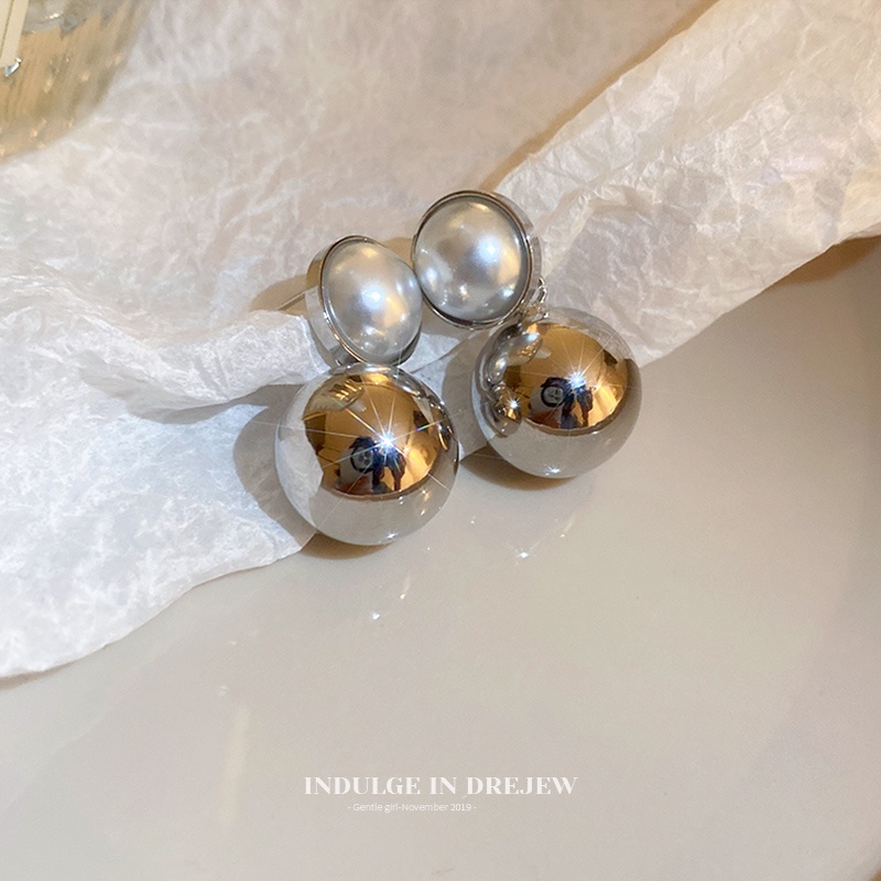 Khuyên Tai Bạc Đính Hạt Ngọc Trai Phong Cách Pháp Chất Lượng Cao Dễ Phối Đồ Cho Nữ