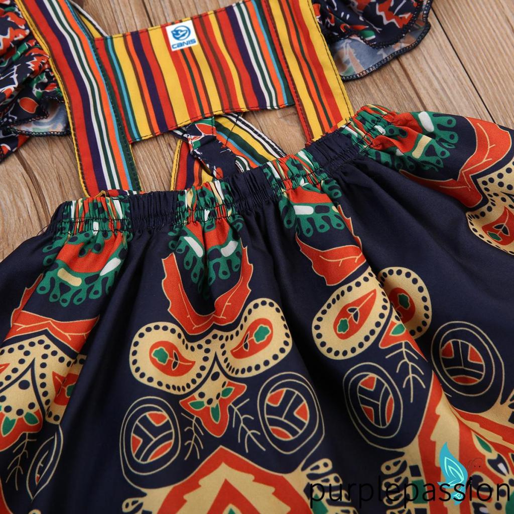 Đầm Công Chúa Dáng Chữ A Tay Bèo Họa Tiết Hoa Phong Cách Bohemian Thời Trang Mùa Hè Cho Bé Gái