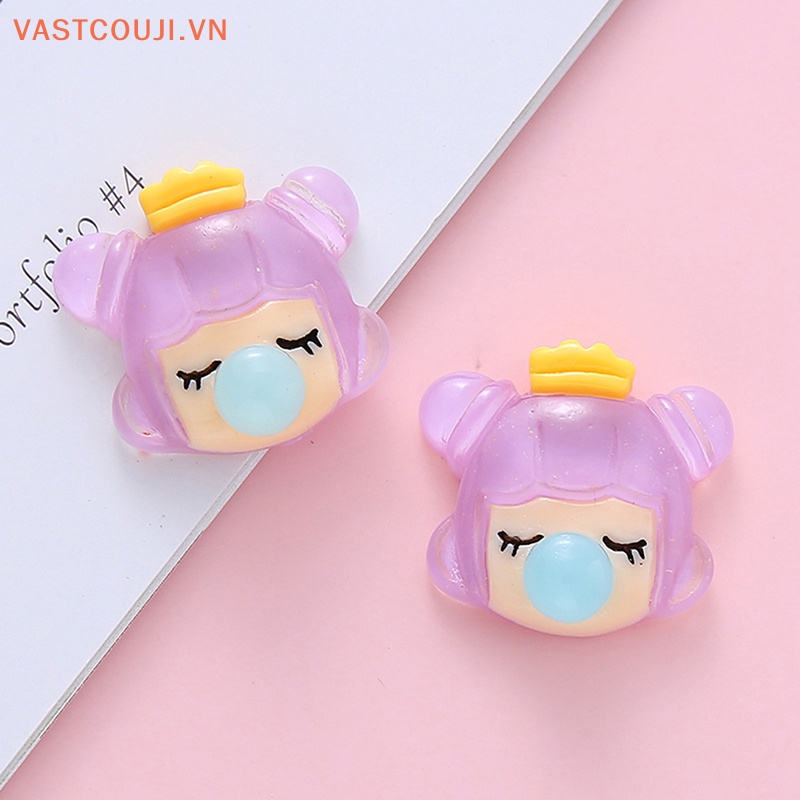 Bộ 5 Phụ Kiện Đầu Cô Gái Thổi Bong Bóng Bằng Nhựa Resin Trong Suốt DIY
