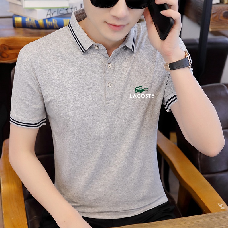 Hàng Có Sẵn! Hàng Có Sẵn! Áo polo Chất Liệu cotton Nguyên Chất Thời Trang Cho Nam Nữ LAC0STE