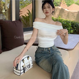 Áo trễ vai croptop co dãn ôm body, áo thun trễ vai nữ tôn dáng năng động hàng order Taobao nhà DILYS CHIC Có ảnh thật