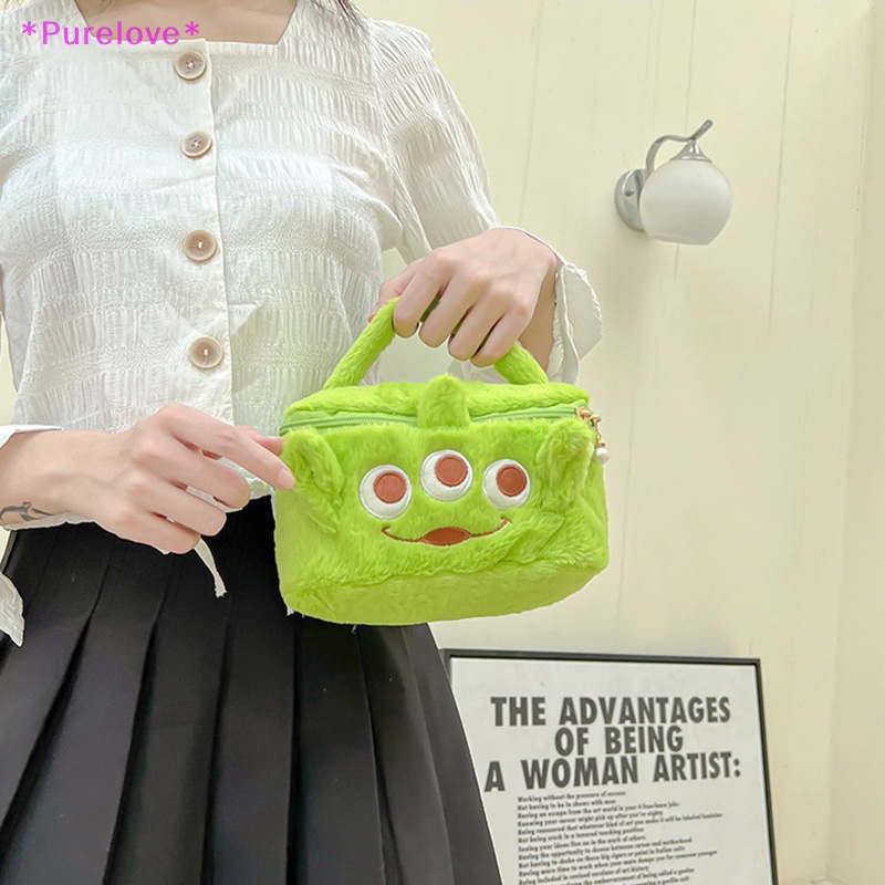 Túi Đựng Mỹ Phẩm Xách Tay Bằng Lông Nhung Họa Tiết Hoạt Hình Anime Dễ Thương Dành Cho Nữ Mới