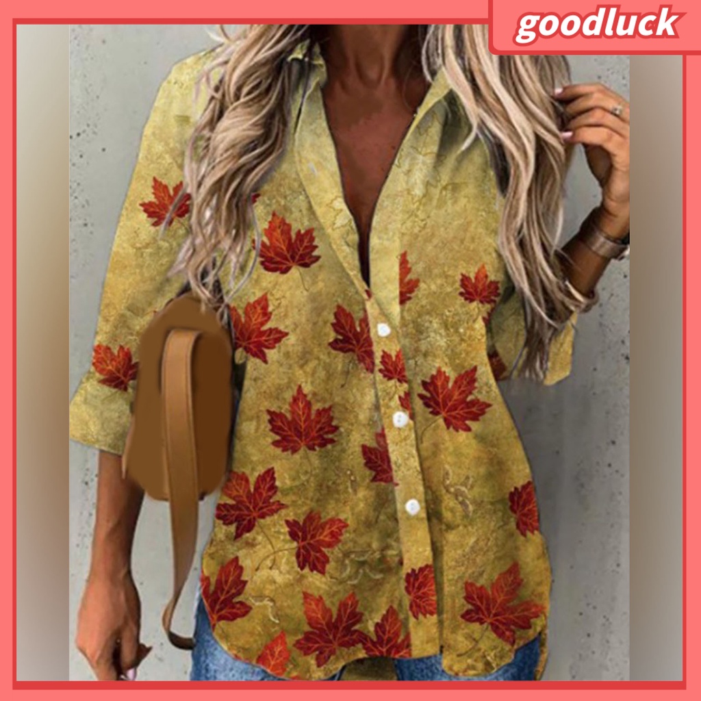 Áo Sơ Mi Tay Dài Cổ Bẻ Cài Nút In Họa Tiết Hoa Ngọt Ngào Thời Trang Xuân Thu Cho Nữ