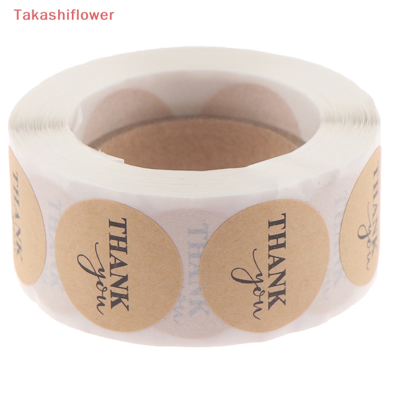 Set 500 Miếng Dán Giấy Kraft Hình Tròn In Chữ Thank you er Dùng Trang Trí Sổ Tay