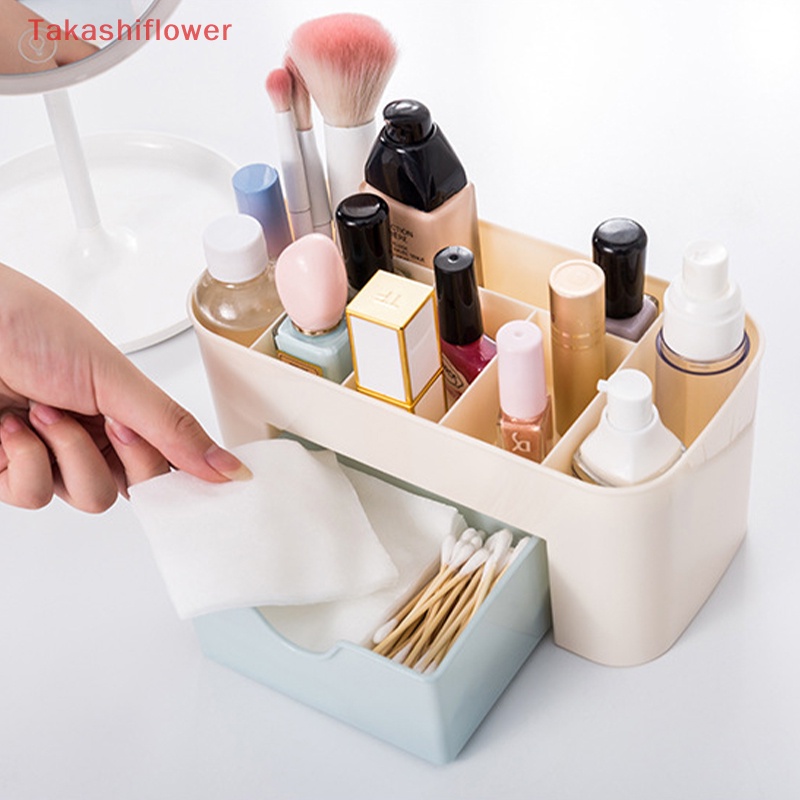 Hộp Đựng Cọ Trang Điểm / Son Môi Có Ngăn Kéo Để Bàn Tiện Lợi Ốp