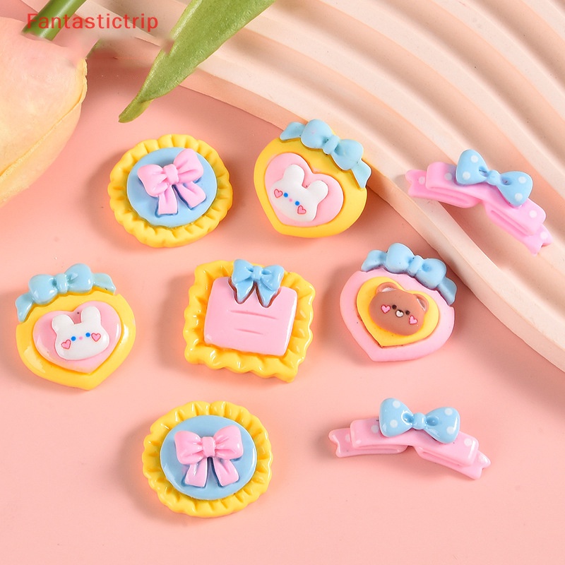 [Fantastictrip] Set 10 Tượng Nhựa Resin Mini Hình Thỏ Thắt Nơ Sau Lưng Trang Trí Nhà Cửa / Xe Hơi DIY Mới