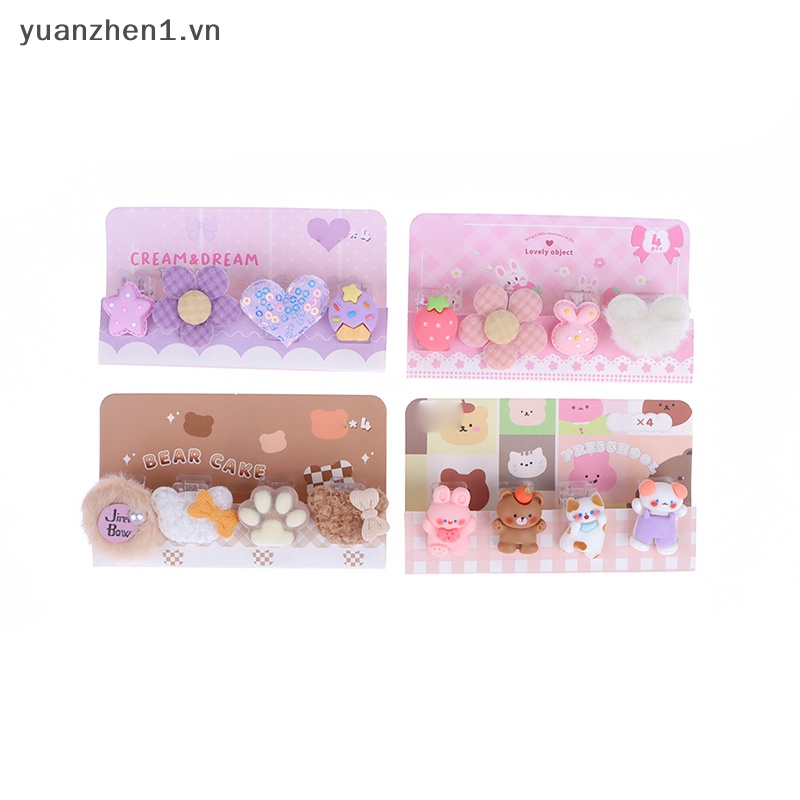 Set 4 Kẹp Giữ Tài Liệu Bằng Nhựa Họa Tiết Dễ Thương