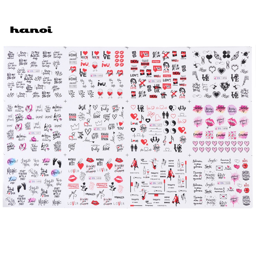 1 Tờ Nhãn Dán Trang Trí Móng Tay Họa Tiết Trái Tim Lãng Mạn Cho Salon Làm Đẹp