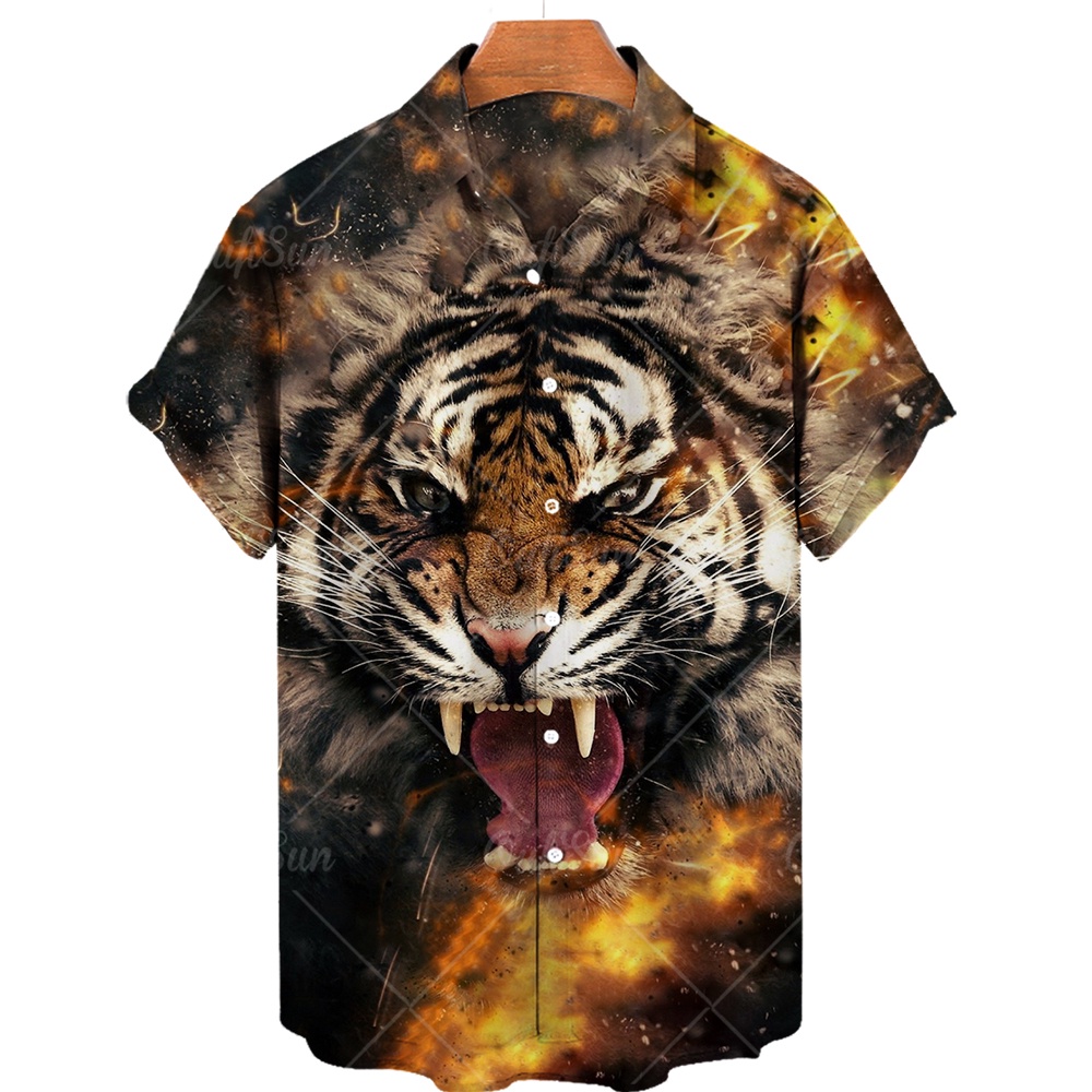 Áo Sơ Mi Tay Ngắn In Họa Tiết Động Vật 3d Phong Cách Hawaii Thời Trang Mùa Hè 2022 Cho Nam