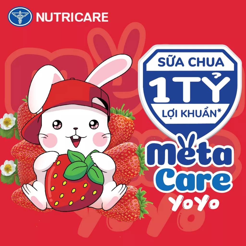 Thùng 48 Hộp Sữa Nước Nutricare MetaCare Yoyo 180ml Vị Chua Hương DÂU 1 Tỷ Lợi Khuẩn.