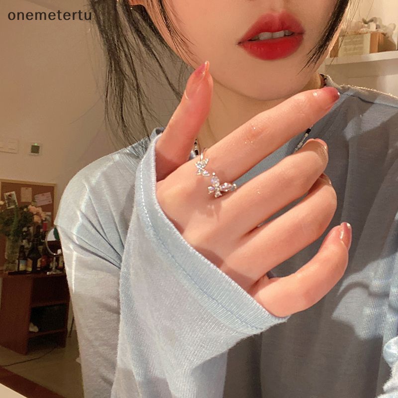 Nhẫn Hình Bướm Bằng Hợp Kim Lấp Lánh Thời Trang Hàn Quốc Có Thể Điều Chỉnh