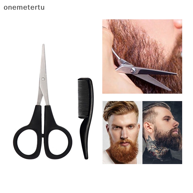 Bộ 2 Kéo Lược Chải Râu / Lông Mũi / Cạo Râu Tiện Dụng Mang Theo Du Lịch