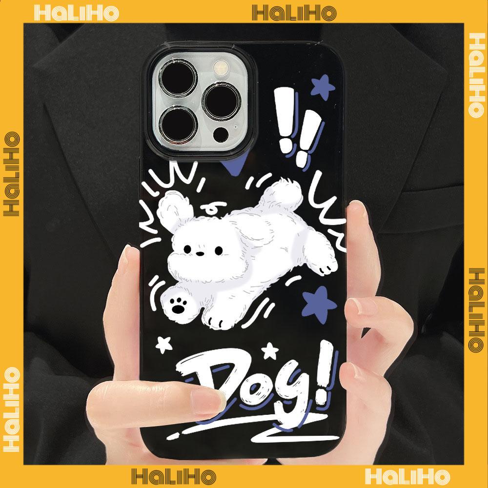 For iPhone 11 iPhone Case Black Glossy TPU Soft Case Shockproof Protection Camera Cute Frightened Puppy Compatible with iPhone 14 13 Pro max 12 Pro Max 11 xr xs max 7 8Plus