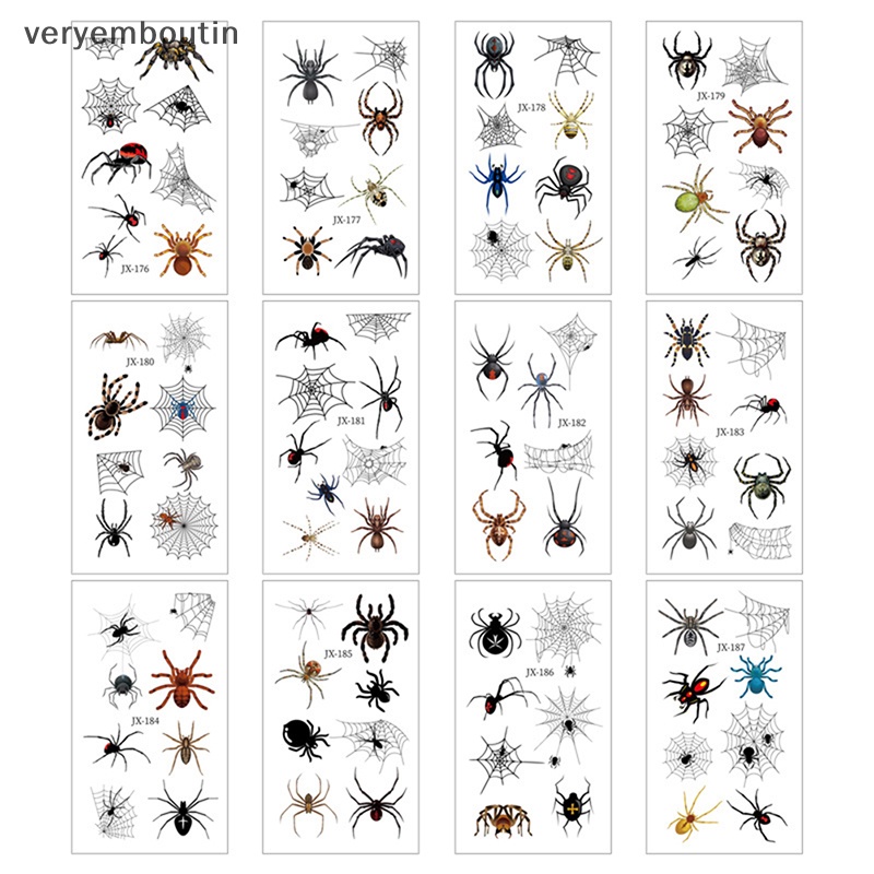 Set 12 Hình Xăm Dán Chủ Đề Halloween Độc Đáo