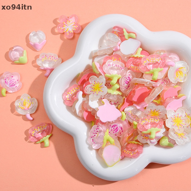 Set 10 Mô Hình Hoa Anh Đào Mini Bằng Nhựa Dùng Để Trang Trí Ốp Điện Thoại