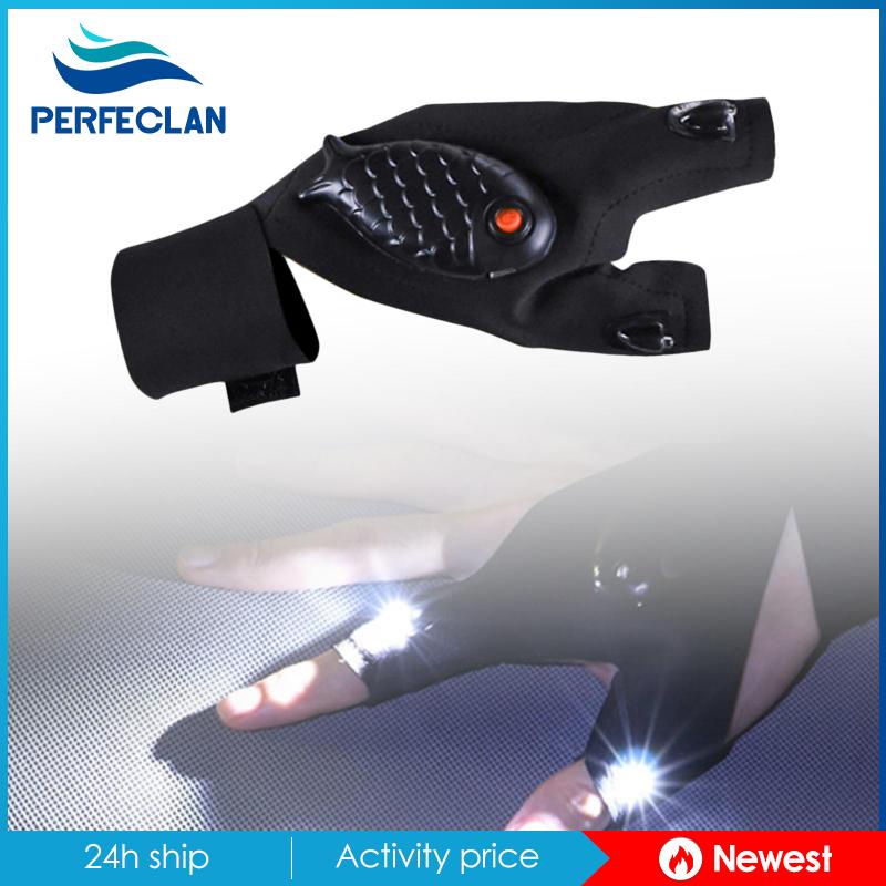 Găng Tay Chống Trượt Có Đèn Pin LED Thoáng Khí Cho Câu Cá Ban Đêm Unisex