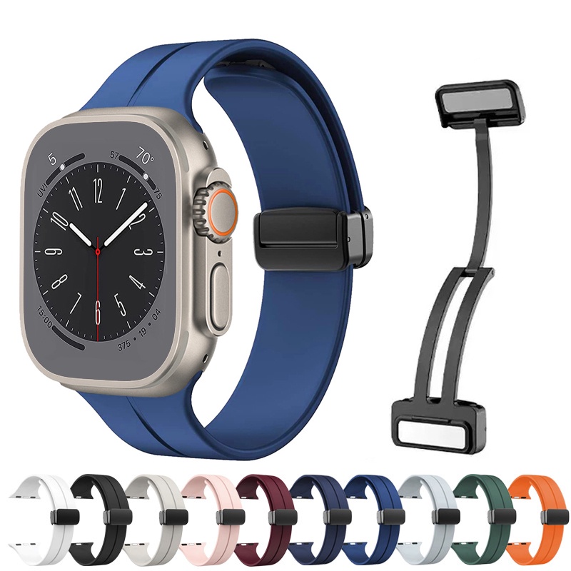 Dây Đeo Silicone Khóa Nam Châm Cho iWatch Series 8 7 6 5 4 3 SE 49mm 45mm 44mm 42mm 41mm 40mm 38mm