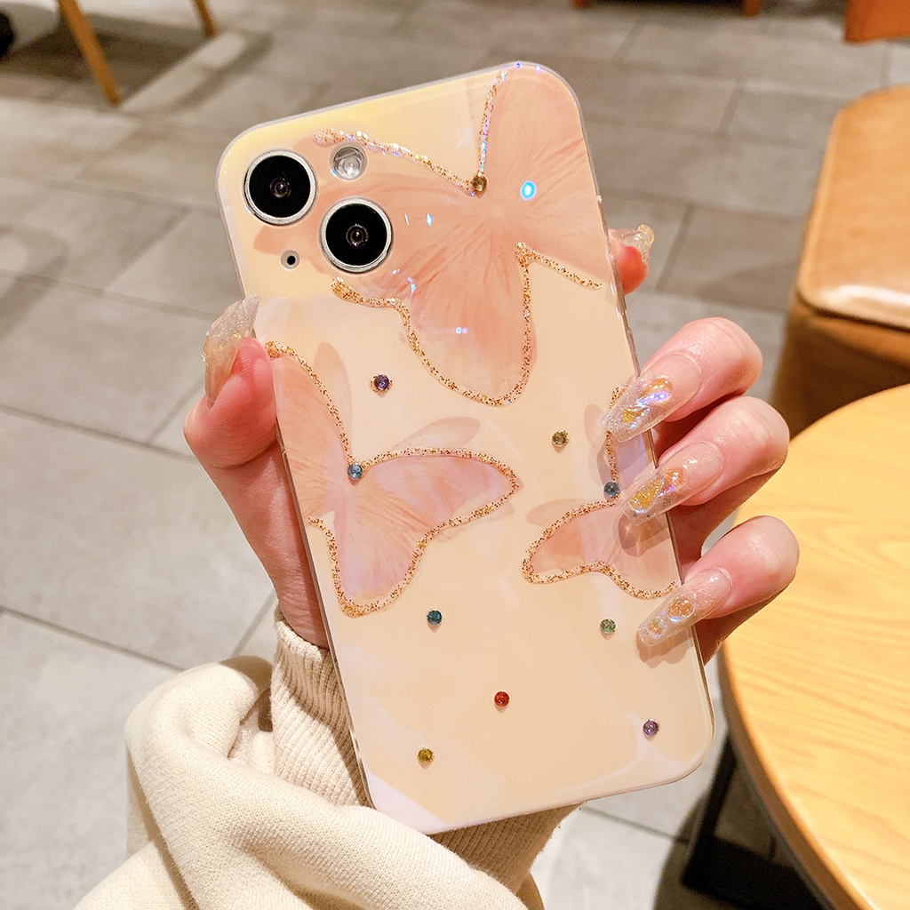 Ốp Điện Thoại TPU Chống Sốc Họa Tiết Bướm Vàng Cho IPhone 14 13 12 11 Pro MAX 14 Plus X XR XS MAX 7 8 Plus