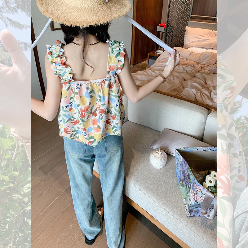 Áo Croptop Sát Nách Hoạ Tiết Hoa Thiết Kế Ngọt Ngào Cho Phái Nữ