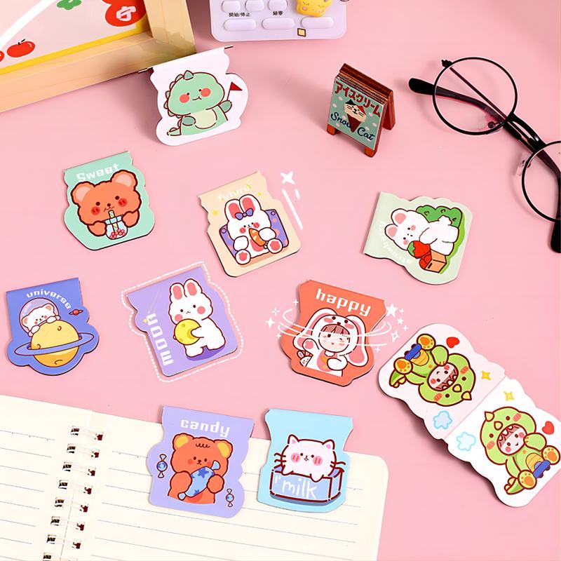 Thẻ Đánh Dấu Trang Sách Hai Mặt Từ Tính Họa Tiết Hoạt Hình Tinh Tế WJ295