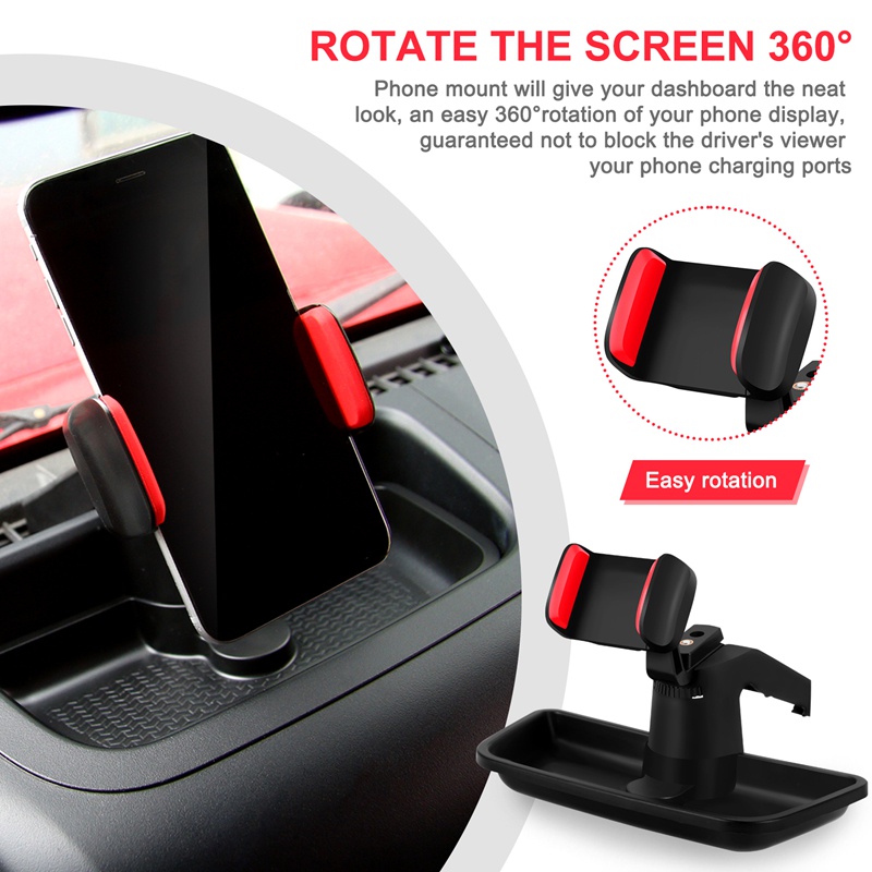 Giá đỡ điện thoại JK Dash Giá đỡ điện thoại di động Phụ kiện nội thất cho Jeep Wrangler JK JKU 2011-2017, Đen