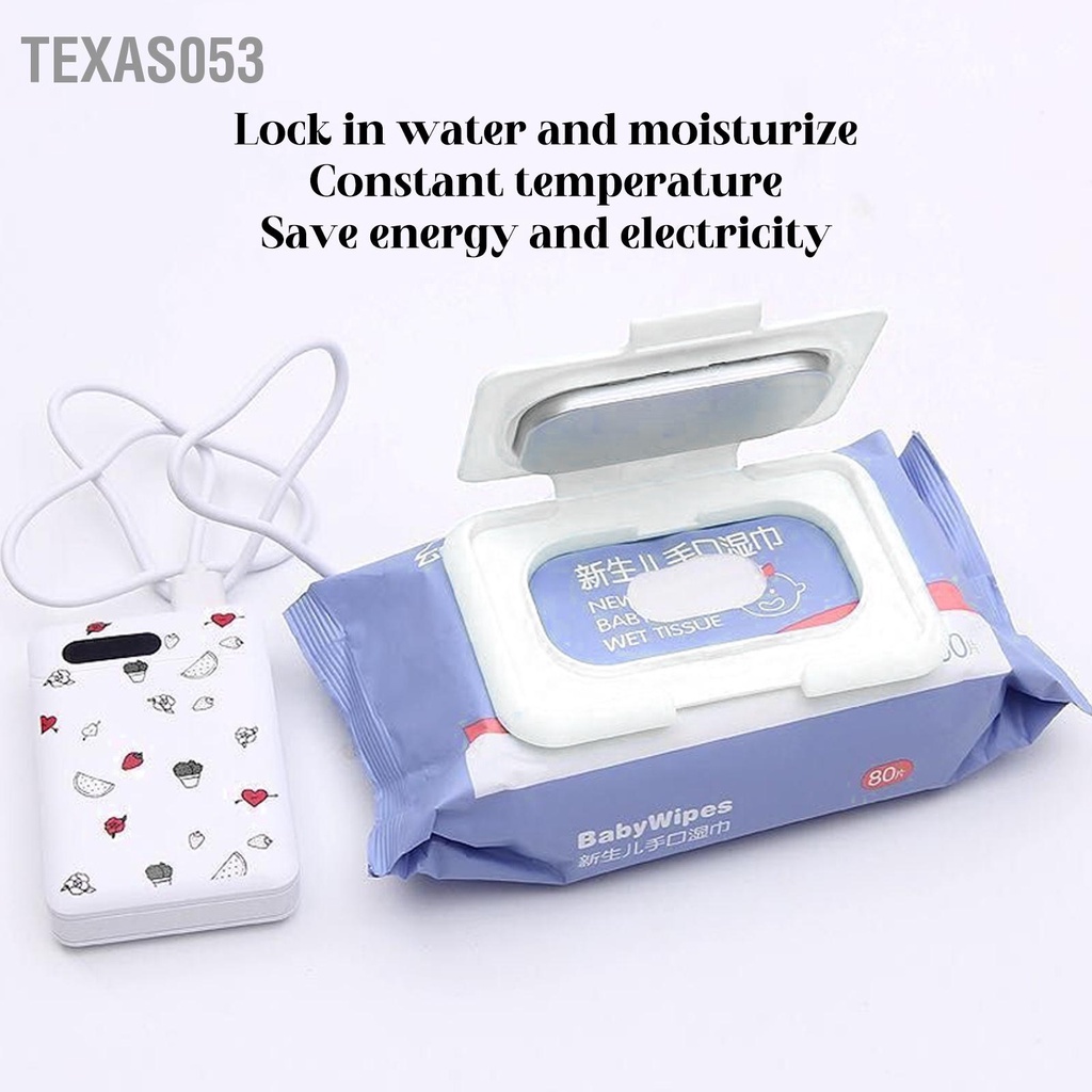 Texas053 Baby Wipe Warmer Portable Nhiệt độ không đổi Khăn ướt Hộp giữ khăn Giữ ấm cho trẻ sơ sinh