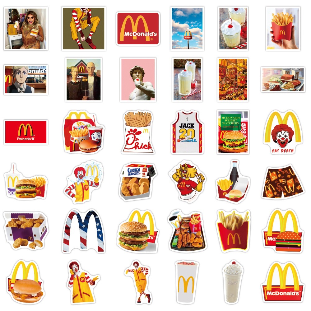 J· Hình Dán Chống Nước Starbucks Kfc Mcdonald'S Phim Hoạt Hình Mũ Bảo Hiểm Máy Tính Xách Tay Hành Lý Dán Thiết Lập, 50 tờ