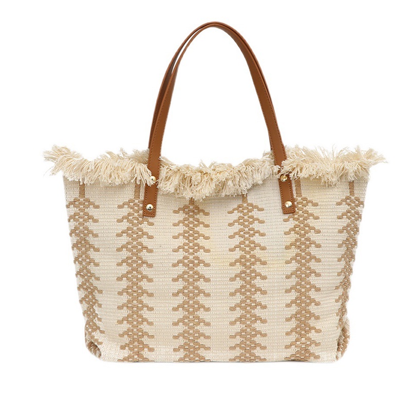 Túi tote Dệt Kim Đeo Vai Sức Chứa Lớn Phối Tua Rua Thời Trang Cho Nữ