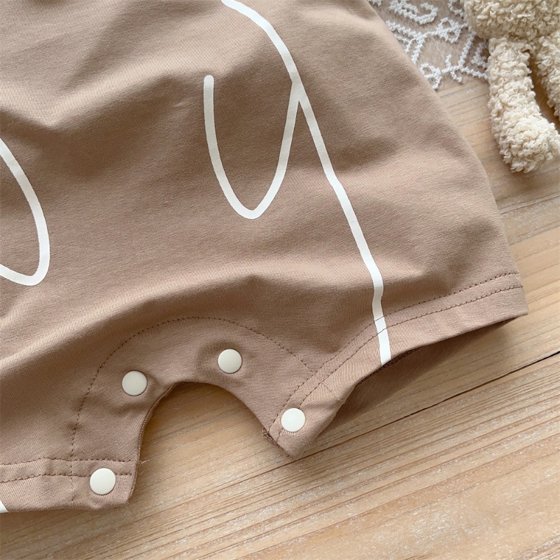 Bộ Áo Liền Quần Bằng Cotton Tay Ngắn In Hình Gấu Hoạt Hình Thời Trang Mùa Hè Hàn Quốc Cho Bé Sơ Sinh 0-2